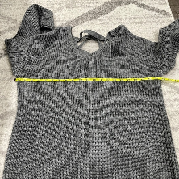 SO Grey Lace Up Knit Sweater - Picture 8 of 10